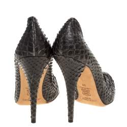Pre Owned Jimmy Choo Dark Grey Python Anouk Pointed Toe Pumps Size 39