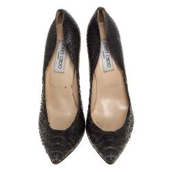 Pre Owned Jimmy Choo Dark Grey Python Anouk Pointed Toe Pumps Size 39