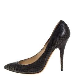 Pre Owned Jimmy Choo Dark Grey Python Anouk Pointed Toe Pumps Size 39