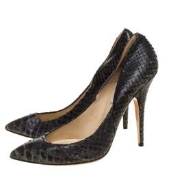 Pre Owned Jimmy Choo Dark Grey Python Anouk Pointed Toe Pumps Size 39