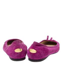 Pre Owned Jimmy Choo Magenta Suede Fringe Detail Ballet Flats Size 39