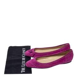 Pre Owned Jimmy Choo Magenta Suede Fringe Detail Ballet Flats Size 39