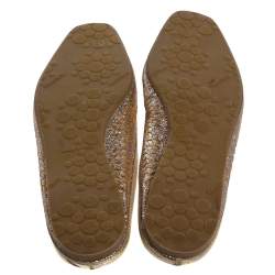 Jimmy Choo Shimmery Gold Laser Cut Leather Flat Mules Size 38.5