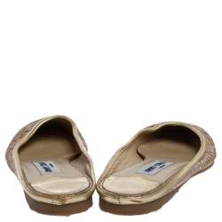 Jimmy Choo Shimmery Gold Laser Cut Leather Flat Mules Size 38.5