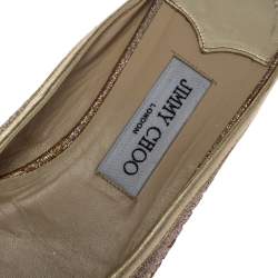 Jimmy Choo Shimmery Gold Laser Cut Leather Flat Mules Size 38.5