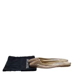 Jimmy Choo Shimmery Gold Laser Cut Leather Flat Mules Size 38.5