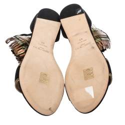 Pre Owned صندل فلات جيمي تشو "كيمرو" أسورة كاحل سويدي أسود و جلد عاكس مقاس 40