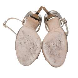 Pre Owned Jimmy Choo Gold Glitter Strappy Sandals Size 37