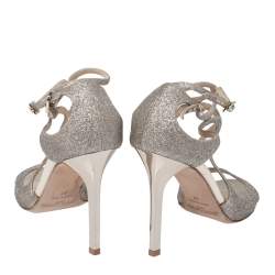 Pre Owned Jimmy Choo Gold Glitter Strappy Sandals Size 37