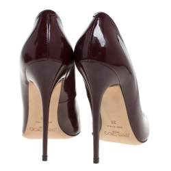 Pre Owned Jimmy Choo Burgundy Patent Leather Romy Pointed Toe Pumps Size 38
