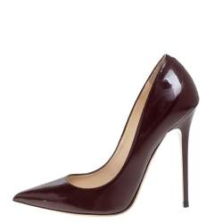Pre Owned Jimmy Choo Burgundy Patent Leather Romy Pointed Toe Pumps Size 38