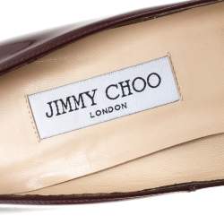Pre Owned Jimmy Choo Burgundy Patent Leather Romy Pointed Toe Pumps Size 38