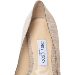 مملوكة مسبقًا Jimmy Choo Beige/White Textured Leather Romy Ballet Flats Size 38.5