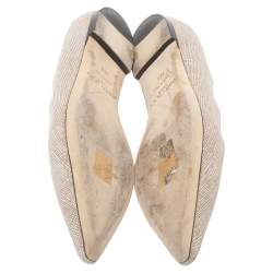 مملوكة مسبقًا Jimmy Choo Beige/White Textured Leather Romy Ballet Flats Size 38.5