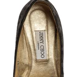 Pre Owned Jimmy Choo Grey Leopard Print Calf Hair Wheel Smoking Slippers Size 39
