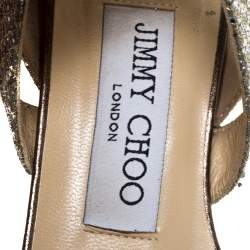 مملوكة مسبقًا صندل جيمي تشو سيور نعل سميك وجه غلير فضى / ذهبى  مقاس 36