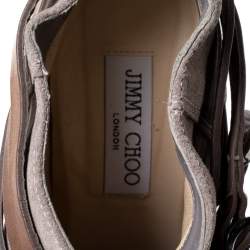 مملوكة مسبقًا حذاء بوتيز كاحل جيمى تشو إبزيم جلد سويدى رمادى مقاس 39