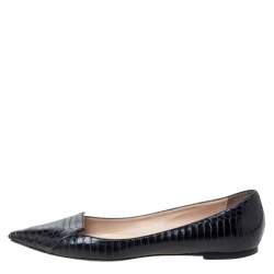 Pre Owned Jimmy Choo Black Python Leather Attila Pointed Toe Flats Size 40