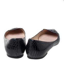 Pre Owned Jimmy Choo Black Python Leather Attila Pointed Toe Flats Size 40