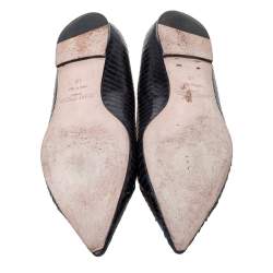 Pre Owned Jimmy Choo Black Python Leather Attila Pointed Toe Flats Size 40