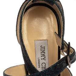 Pre Owned صندل جيمى تشو لوتى قماش غليتر كحلى مقاس 41