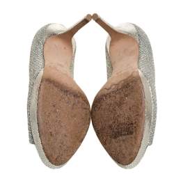 Pre Owned Jimmy Choo Gold Coarse Glitter Luna Pumps Size 38