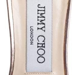 مملوكة مسبقًا صندل جيمى تشو مقدمة مفتوحة زخرفة كريستال وجلد ذهبى وردى مقاس 39