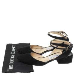 Pre Owned Jimmy Choo Black Suede Ankle Strap Block Heel Sandals Size 39