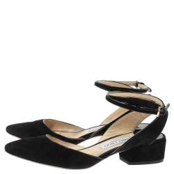 Pre Owned Jimmy Choo Black Suede Ankle Strap Block Heel Sandals Size 39