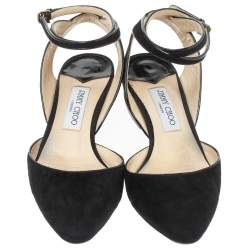 Pre Owned Jimmy Choo Black Suede Ankle Strap Block Heel Sandals Size 39