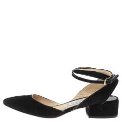 Pre Owned Jimmy Choo Black Suede Ankle Strap Block Heel Sandals Size 39