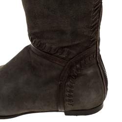 Pre Owned Jimmy Choo Khaki Green Suede High Knee Boots Size 37.5