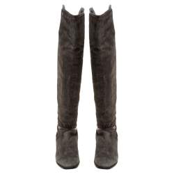 Pre Owned Jimmy Choo Khaki Green Suede High Knee Boots Size 37.5