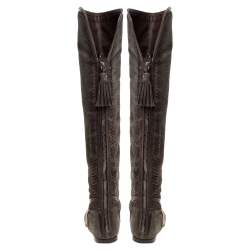 Pre Owned Jimmy Choo Khaki Green Suede High Knee Boots Size 37.5