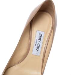Pre Owned Jimmy Choo Beige Leather Romy Pointed Toe Pumps Size 37.5