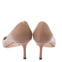 Pre Owned Jimmy Choo Beige Leather Romy Pointed Toe Pumps Size 37.5