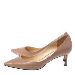 Pre Owned Jimmy Choo Beige Leather Romy Pointed Toe Pumps Size 37.5