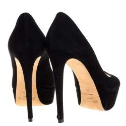 Pre Owned Jimmy Choo Black Suede Peep Toe Platform Pumps Size 35