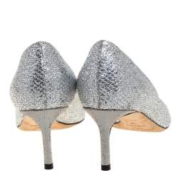 Pre Owned Jimmy Choo Silver Glitter Romy Pumps Size 38