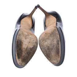 مملوكة مسبقًا حذاء كعب عالي جيمي تشو كوزميك نعل سميك جلد لامع أسود مقاس 40