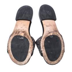 Pre Owned Jimmy Choo Black Twilight Glitter Fabric Joni Slide Flats Size 36