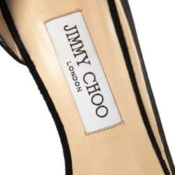 Pre Owned Jimmy Choo Black Suede Lucy Ankle Strap Pointed Toe D'orsay Pumps Size 38