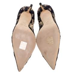 Pre Owned Jimmy Choo Dark Blue Lace Abel Pointed Toe Pumps Size 38