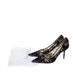 Pre Owned Jimmy Choo Dark Blue Lace Abel Pointed Toe Pumps Size 38