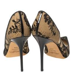 Pre Owned Jimmy Choo Black Lace Agnes Pointed Toe Pumps Size 40.5