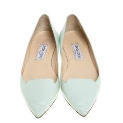 Pre Owned Jimmy Choo Mint Green Leather Attila Ballet Flats Size 40
