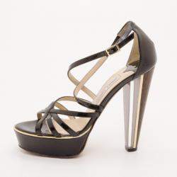 Pre Owned Jimmy Choo Black Platform Sandals Size 37.5