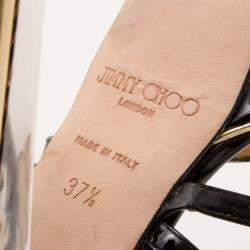 Pre Owned Jimmy Choo Black Platform Sandals Size 37.5