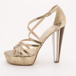 Jimmy Choo Gold Platform Sandals Size 37.5