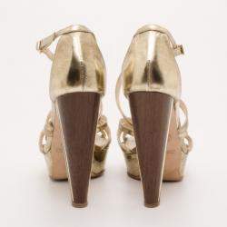 Jimmy Choo Gold Platform Sandals Size 37.5